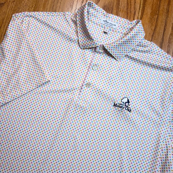 Peter Millar Other - Peter Millar Golf Polo Mens L White Multicolor Mossy Oak Summer Comfort Stretch